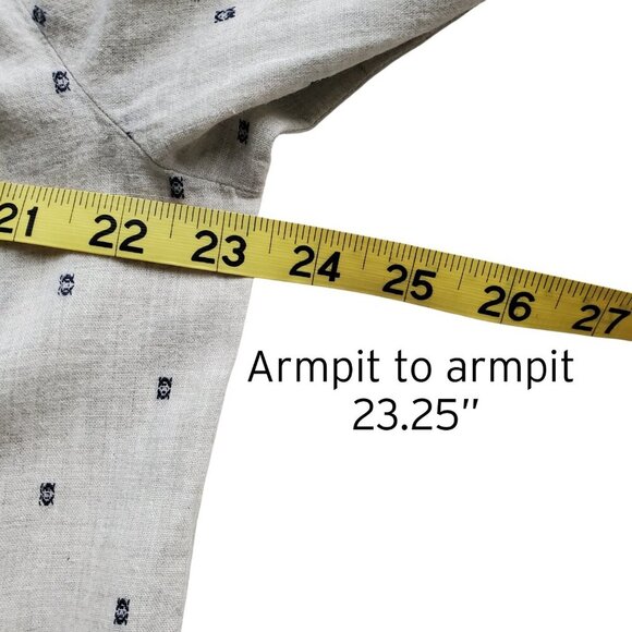 ZARA Boho Embroidered Peasant Top Unbleached Cotton with Navy Blue Stitching XL - Picture 12 of 16